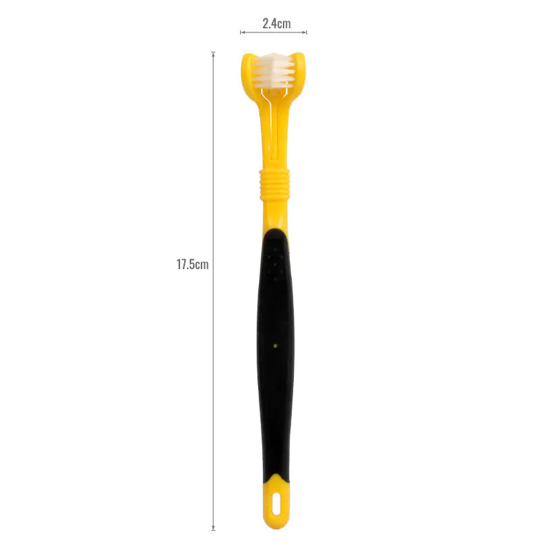 Three-Head Toothbrush for Pet Oral Cleaning