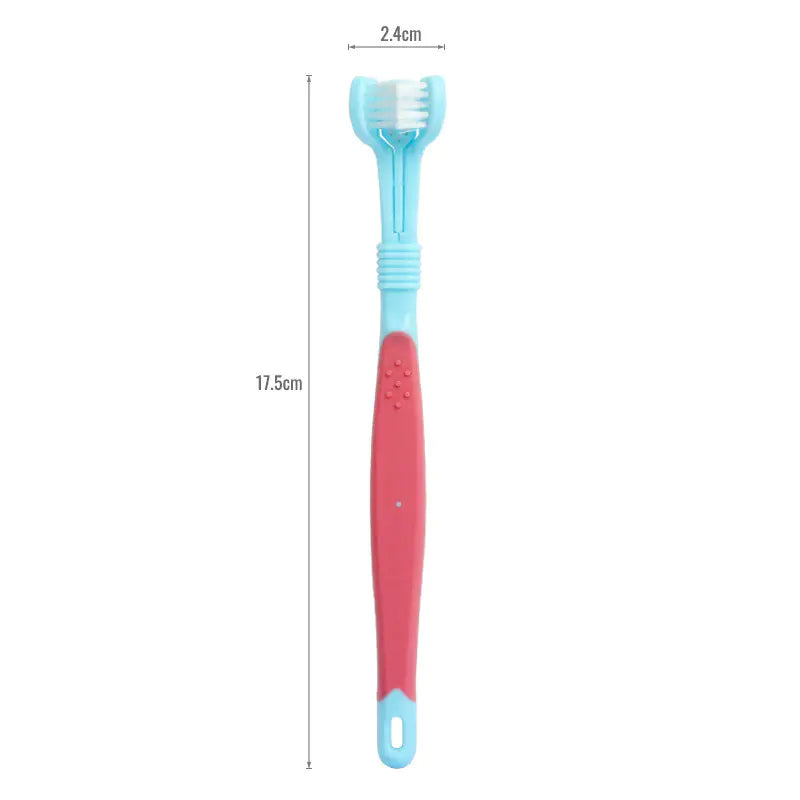 Three-Head Toothbrush for Pet Oral Cleaning
