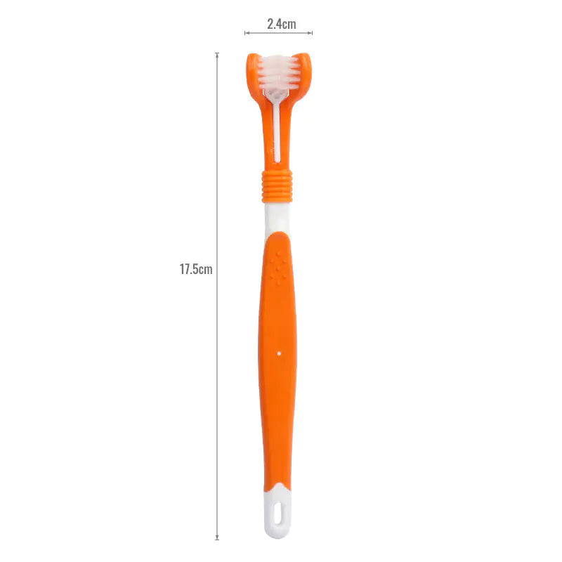 Three-Head Toothbrush for Pet Oral Cleaning