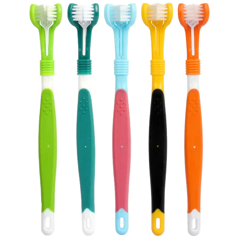 Three-Head Toothbrush for Pet Oral Cleaning