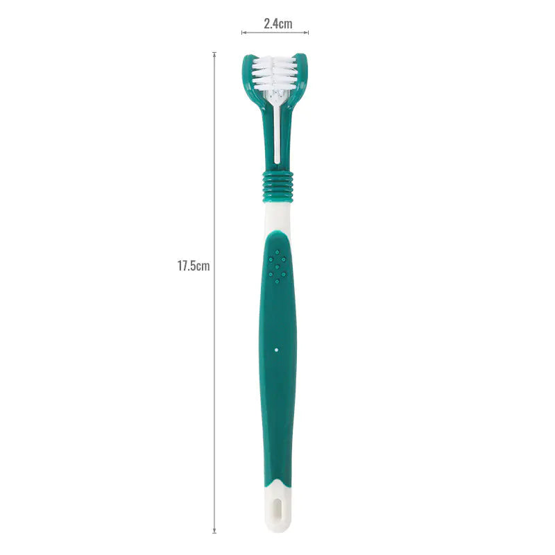 Three-Head Toothbrush for Pet Oral Cleaning